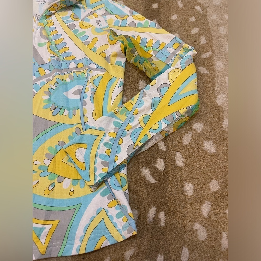 Ichikuls yellow blue pucci inspired half zip pullover women’s size small - Picture 4 of 8